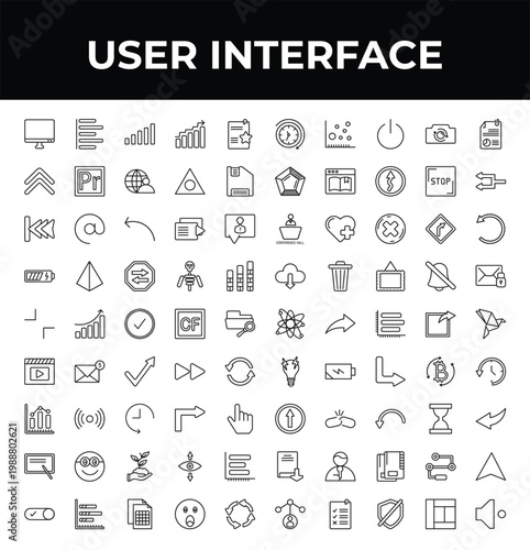 outline user interface icons set - up chevron, minimal, activated. editable vector for web and mobile ui