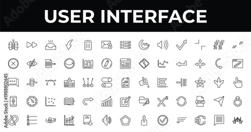 outline user interface icons set - unlock envelope, gross pencil, increasing data. editable vector for web and mobile ui