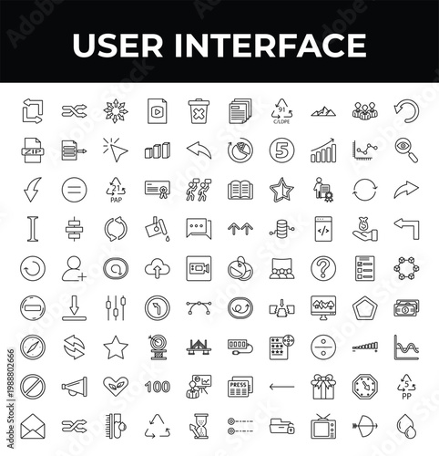 outline user interface icons set - zip file, reload, open envelope. editable vector for web and mobile ui