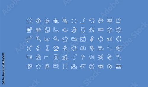 outline user interface icons set - right up arrow, binary code loading, favourite. editable vector for web and mobile ui