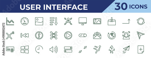 outline user interface icons set - display, superscript, rectangular certificate. editable vector for web and mobile ui