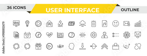 outline user interface icons set - cloud with connection, vertical data bars, giftbox. editable vector for web and mobile ui