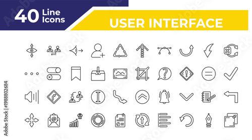 outline user interface icons set - more, high volume, move arrows. editable vector for web and mobile ui