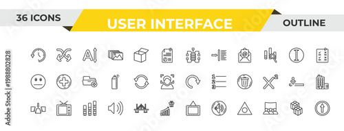 outline user interface icons set - data connection, refresh button, vertical bar. editable vector for web and mobile ui