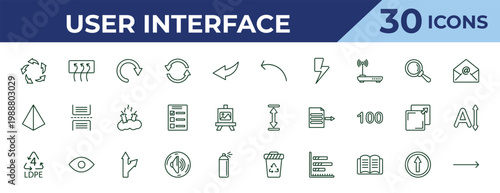 outline user interface icons set - sketched arrow, triangular pyramid, 4 ldpe. editable vector for web and mobile ui