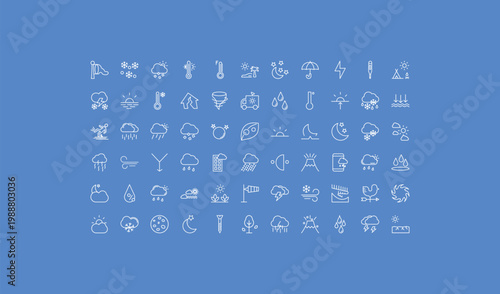outline weather icons set - starry night, meteorology, snow cloud. editable vector for web and mobile ui