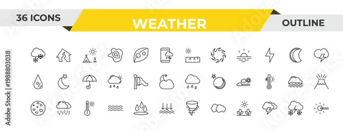 outline weather icons set - , windsock, warm. editable vector for web and mobile ui