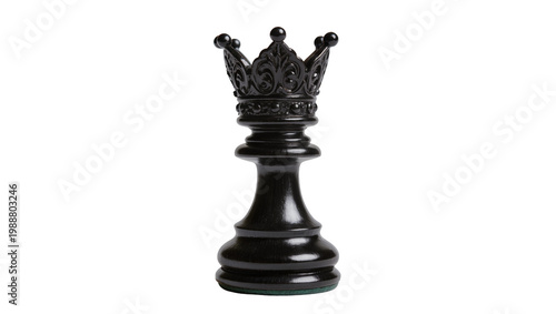 Obraz na płótnie Ornate black queen chess piece with detailed crown, isolated on transparent back
