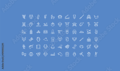 outline fairy tale icons set - drawbridge, vampire, toad. editable vector for web and mobile ui