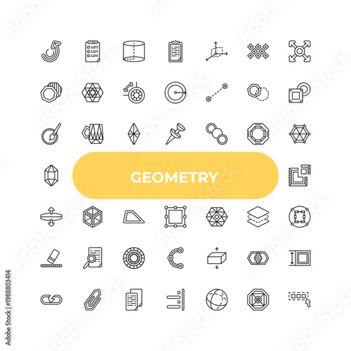 outline geometry icons set - quick selection, 3d cube, flatten. editable vector for web and mobile ui