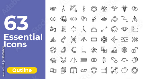 outline geometry icons set - center alignment, polygonal megaphone, background. editable vector for web and mobile ui