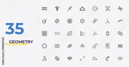 outline geometry icons set - metatron cube, unlock, hexahedron. editable vector for web and mobile ui