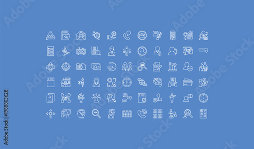 outline human resources icons set - job, time balance, problems. editable vector for web and mobile ui