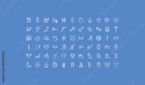 outline hygiene icons set - detergent dose, appointment book, extractor. editable vector for web and mobile ui