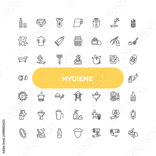 outline hygiene icons set - bathroom, face towel, throw. editable vector for web and mobile ui