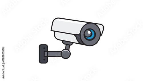 Modern Flat Vector Icon of a Wall-Mounted CCTV Security Camera with Editable Stroke; Surveillance Monitoring System Illustration for Safety, Protection, and Technology Design Projects.