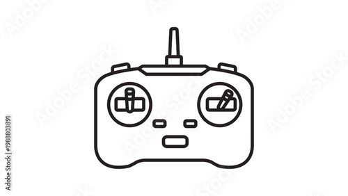 Minimalist Drone Controller Vector Icon with Editable Stroke; Clean Black Line Illustration of a Twin-Stick Remote Control for RC Planes and Quadcopters, Scalable Design for Technology and Hobbies.