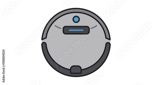 Modern Flat Robot Vacuum Cleaner Vector Icon Illustration with Editable Stroke. Round Autonomous Smart Home Cleaning Device for Housework and Floor Care, Minimalist Scalable Graphic Design.