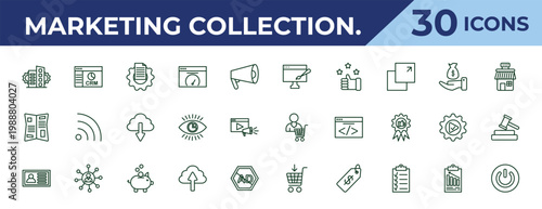 outline marketing collection. icons set - web graphic, gazette, id. editable vector for web and mobile ui