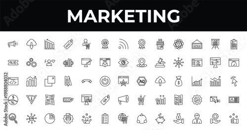 outline marketing icons set - recommendation, velocity test, content management. editable vector for web and mobile ui