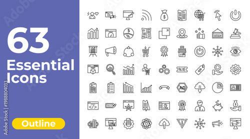 outline marketing icons set - rss, pop up, sales. editable vector for web and mobile ui