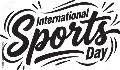 International Sports Day vector typography design with dynamic curved lettering and motion accents for energetic celebration themes