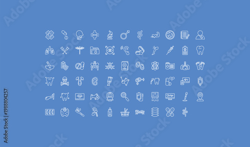 outline medical icons set - intestine, ear, cure. editable vector for web and mobile ui