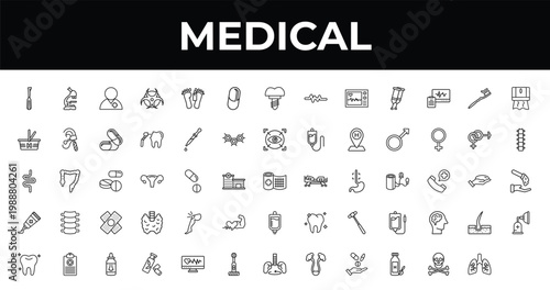 outline medical icons set - medical pill, united heterosexual, l. editable vector for web and mobile ui