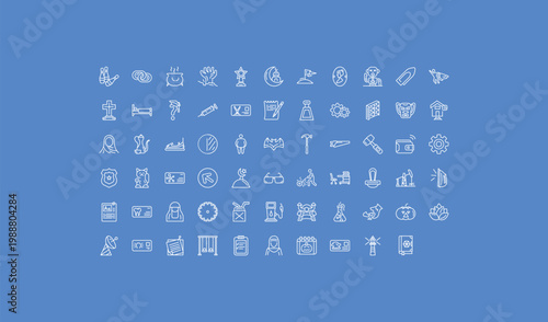 outline other icons set - seventeen, hair cut business card, satelite antenna. editable vector for web and mobile ui