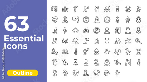 outline people icons set - smoking man, bearded woman, man girl and dog. editable vector for web and mobile ui