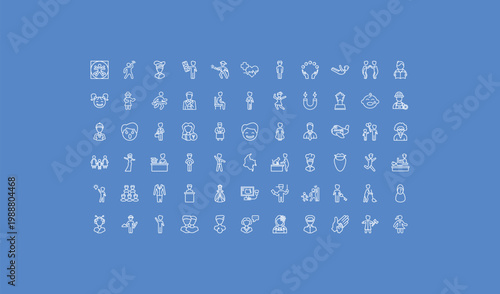 outline people icons set - vertical, patien, architech working. editable vector for web and mobile ui