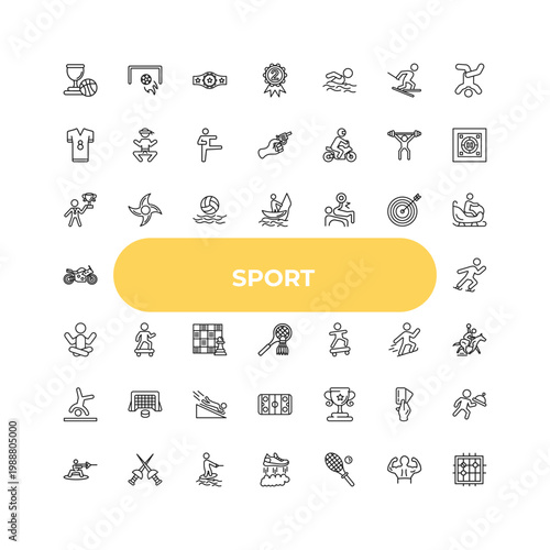 outline sport icons set - man award, skating, sport trophy. editable vector for web and mobile ui