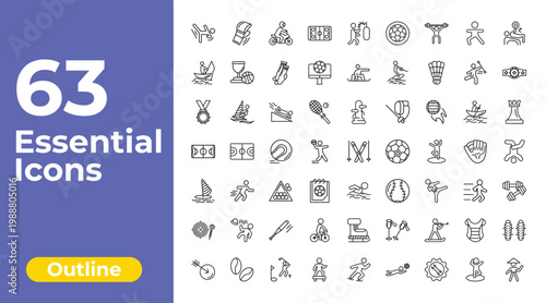 outline sports icons set - hockey arena, snowboarding, shin guards. editable vector for web and mobile ui