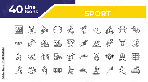 outline sport icons set - boxer with belt, exercise gym, stretching. editable vector for web and mobile ui