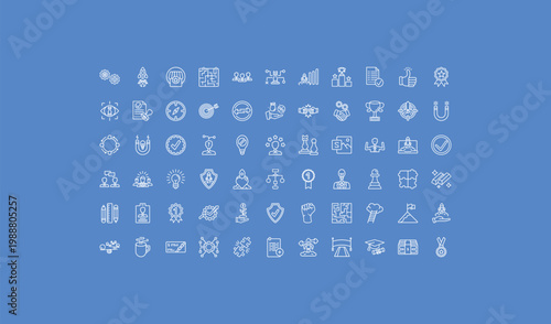 outline startup stategy and icons set - increase, commission, coffee break. editable vector for web and mobile ui
