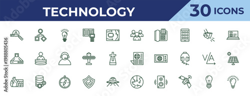 outline technology icons set - customers, hood, firewalls. editable vector for web and mobile ui