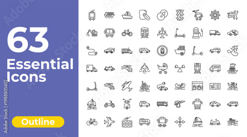 outline transportation icons set - hands free device, airplane pointing up, minivan. editable vector for web and mobile ui