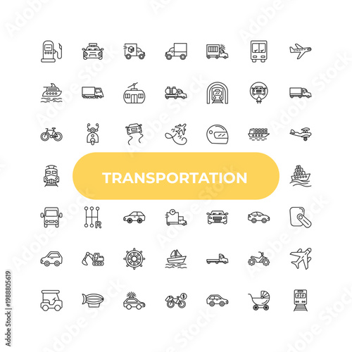outline transportation icons set - bicycle side view, shift, flatbed lorry. editable vector for web and mobile ui