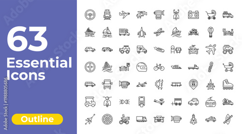 outline transportation icons set - military helicopter, kayak, gas truck. editable vector for web and mobile ui