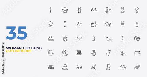 outline woman clothing icons set - liquid eyeliner, creme container black, parfum bottle. editable vector for web and mobile ui