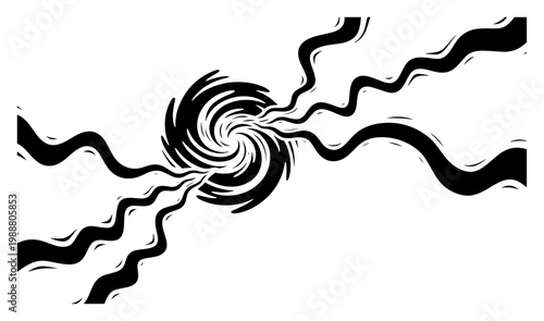 Abstract Swirling Vortex and Energy Waves, Black Hole Concept with Curved Lines for Sci-Fi and Cosmic Design