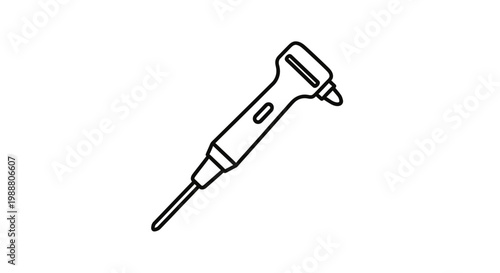 Dental drill icon, black and white line art, vector illustration