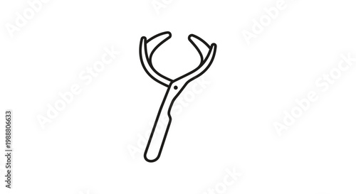 Dental Floss Holder Tool Icon, Simple Line Art, Isolated on White Background
