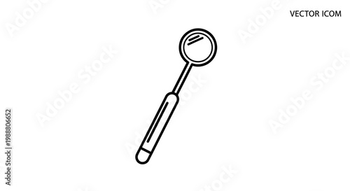 Dental Mirror Icon, Vector Illustration of a Dentist Tool for Oral Examination