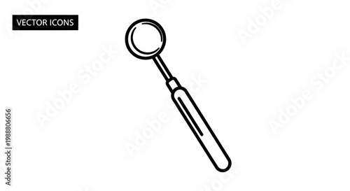 Dental Mirror Icon, Vector Illustration of a Medical Instrument