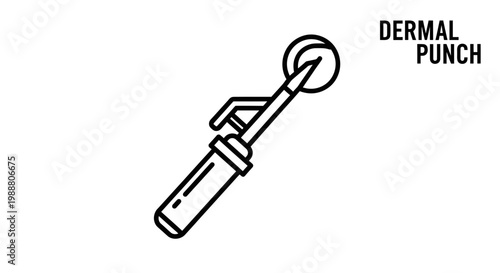 Dermal Punch Tool for Medical Procedures, Surgical Instrument Icon
