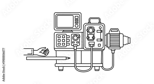 Dialysis Machine and Patient Hand: Medical Technology Illustration