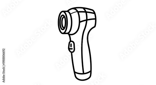 Digital Infrared Thermometer Icon, Non-Contact Temperature Measurement Tool Outline