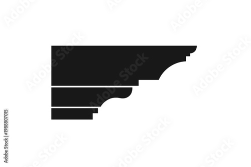 Decorative Molding Silhouette Icon Representing an Architectural Interior Design Element, Classic Crown Molding Profile for Home Renovation and Construction Projects, Vector Illustration.