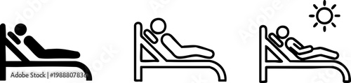 Φωτογραφία Person Relaxing on Sun Lounger Icons - Summer Vacation Leisure Symbols